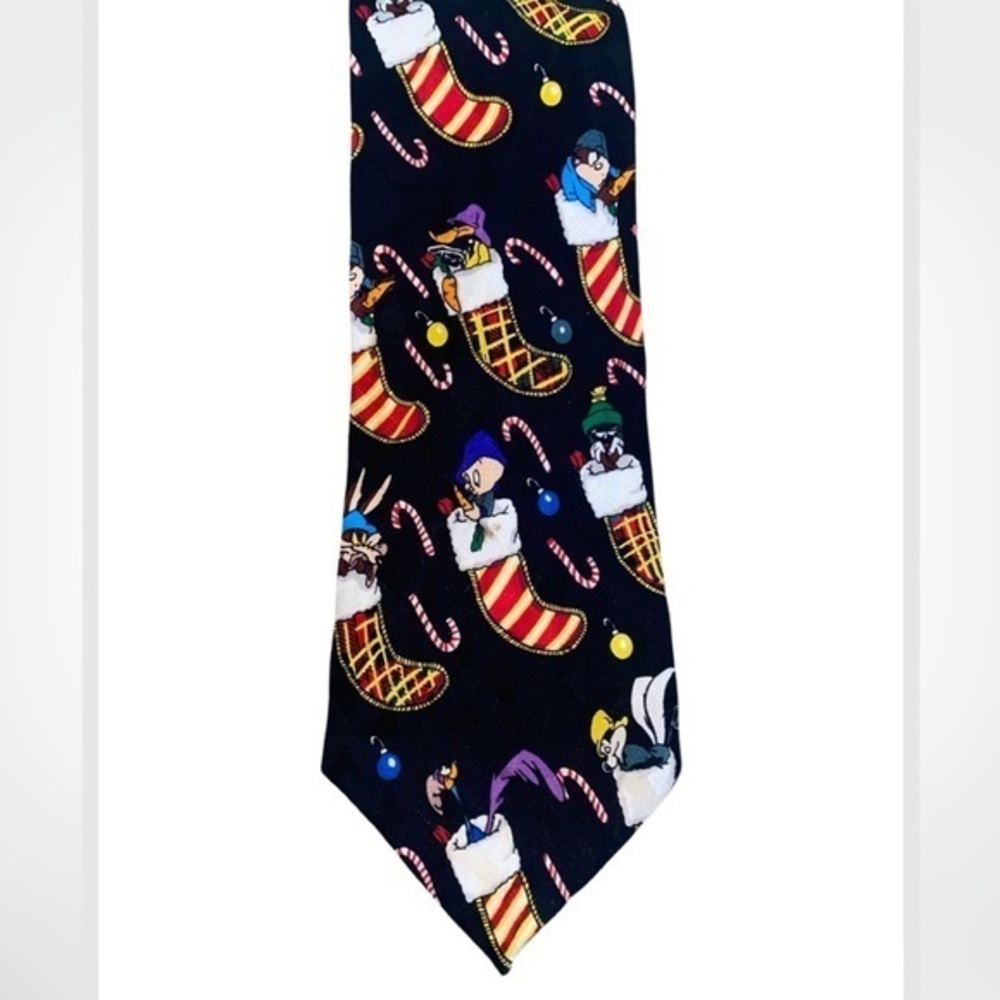 Vintage 1995 LOONEY TUNES MANIA Christmas Stocking Neck Tie Men’s